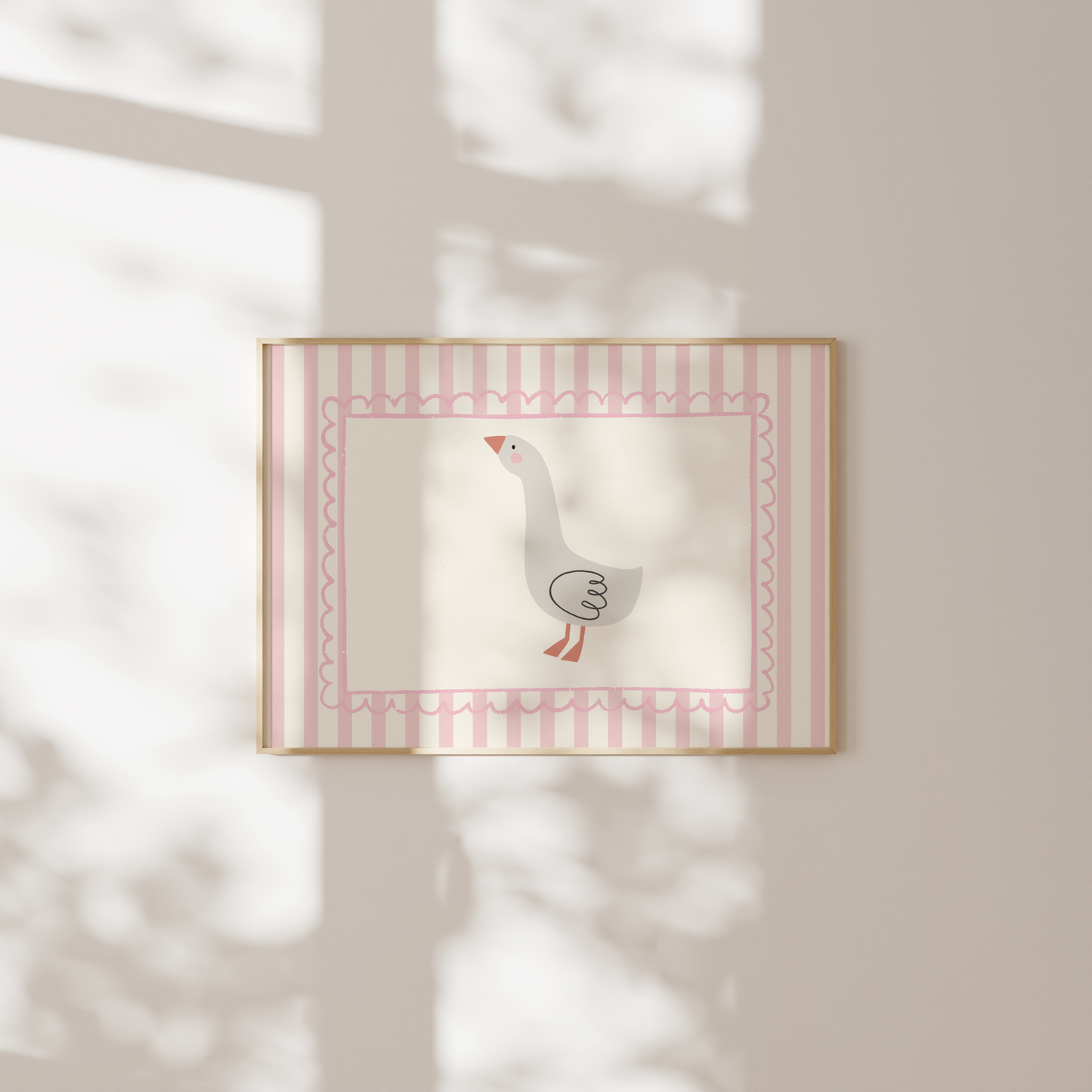 girls pink whimiscal goose wall print for nursery, bedroom or playroom (Copy)