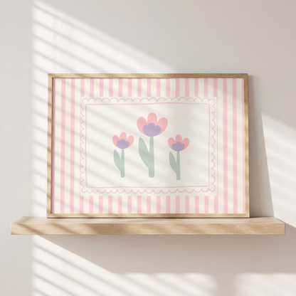 Pink Nursery Wall Art Set, Baby Girl Prints, Little Wildflower Decor, whimiscal Nursery Art Set of 4