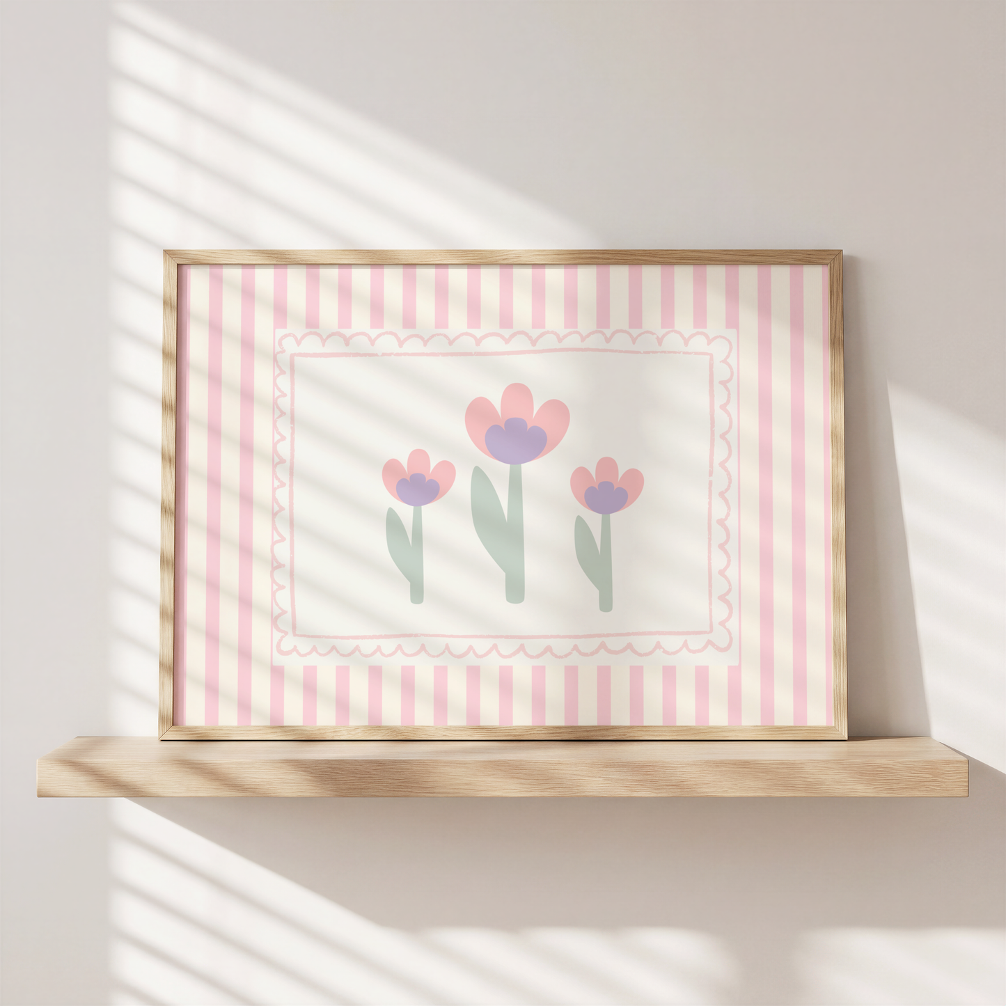 girls pink whimiscal tulip print for bedroom or nursery