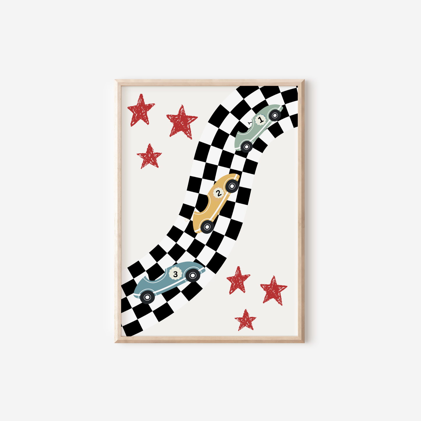 Personalised gallery wall set,of 6  racing car themed car print set for boys nursery or bedroom