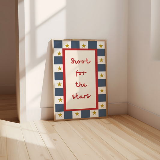 Shoot for the stars wall print for childrens bedroom or nursery