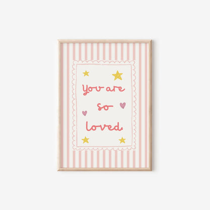 Girls soft pink you are so loved Wall Art Prints, Girls Nursery Decor, Set of 3
