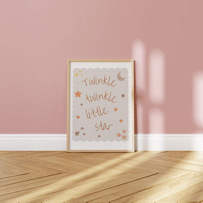 Twinkle Twinkle Little Star nursery Print, Cute Quote Illustration,  Nursery Decor Inspiration,  Scandi Nursery, wall poster for childs room