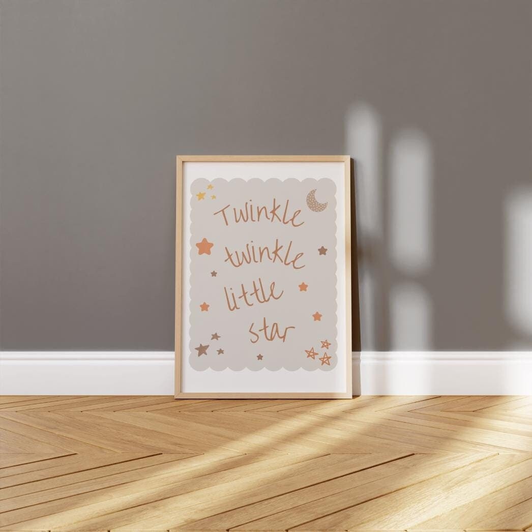 Twinkle Twinkle Little Star nursery Print, Cute Quote Illustration,  Nursery Decor Inspiration,  Scandi Nursery, wall poster for childs room