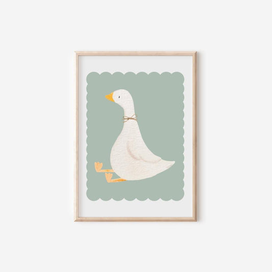 wildflower and goose print for girls bedroom or playroom,  childrens room print, childrens wall print for nursery, girls room or teen room,