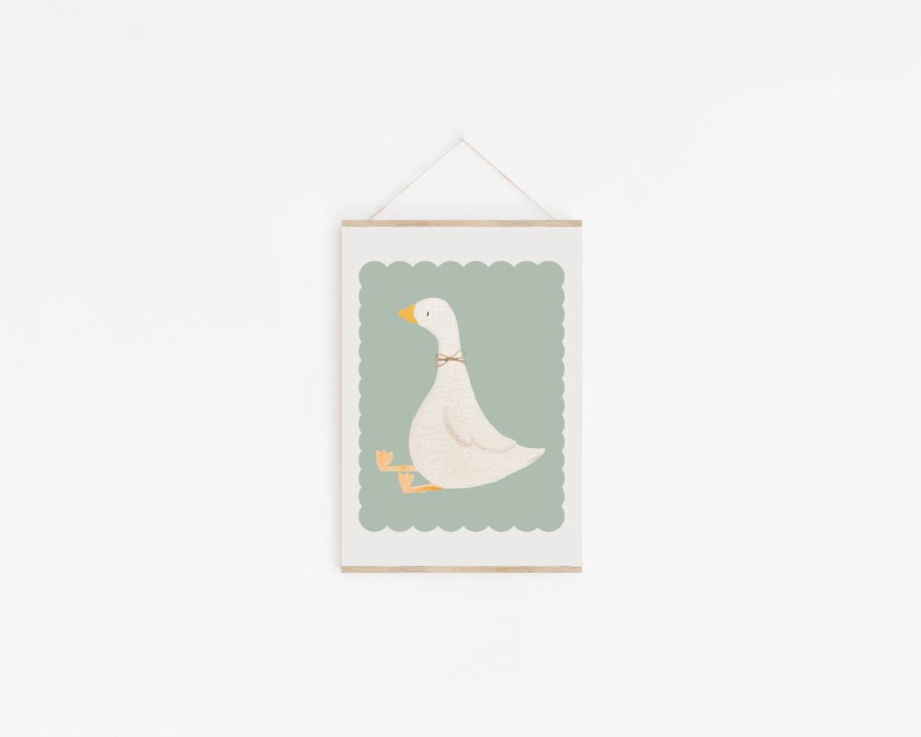 wildflower and goose print for girls bedroom or playroom,  childrens room print, childrens wall print for nursery, girls room or teen room,