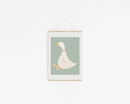 wildflower and goose print for girls bedroom or playroom,  childrens room print, childrens wall print for nursery, girls room or teen room,