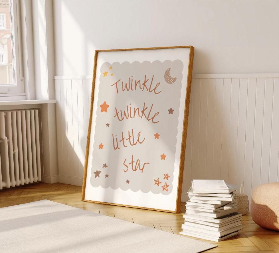 Twinkle Twinkle Little Star nursery Print, Cute Quote Illustration,  Nursery Decor Inspiration,  Scandi Nursery, wall poster for childs room