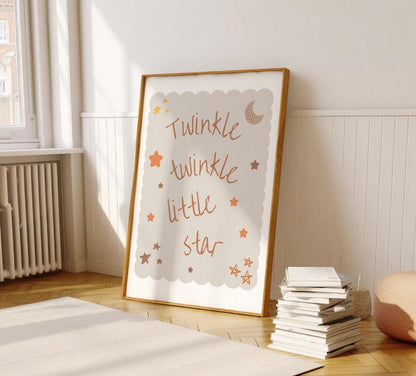 Twinkle Twinkle Little Star nursery Print, Cute Quote Illustration,  Nursery Decor Inspiration,  Scandi Nursery, wall poster for childs room