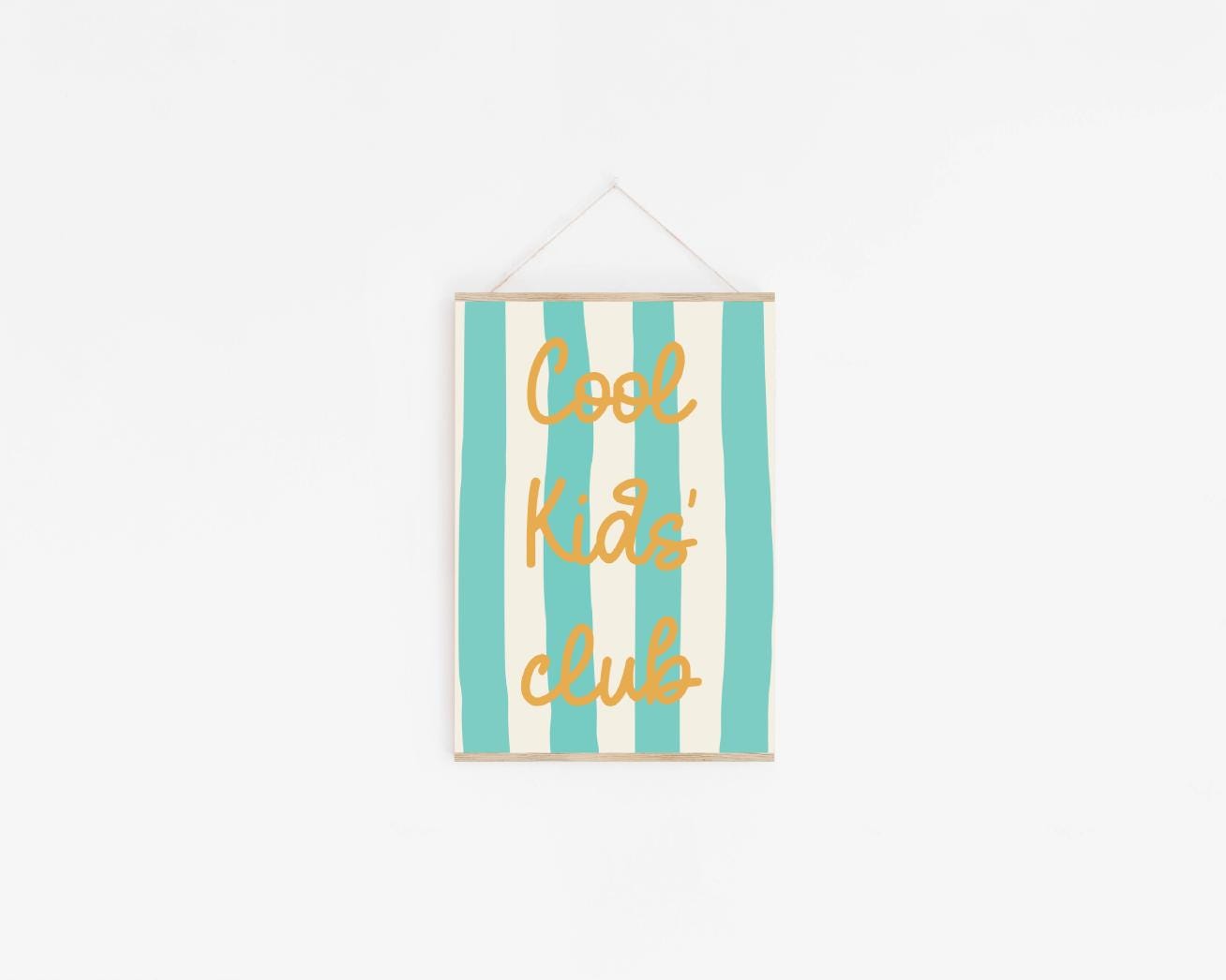 cool kids club wall poster for bedroom, nursery or playroom, positive affirmation print for childs bedroom, wall poster kids room