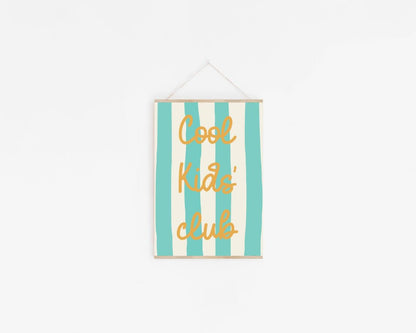 cool kids club wall poster for bedroom, nursery or playroom, positive affirmation print for childs bedroom, wall poster kids room