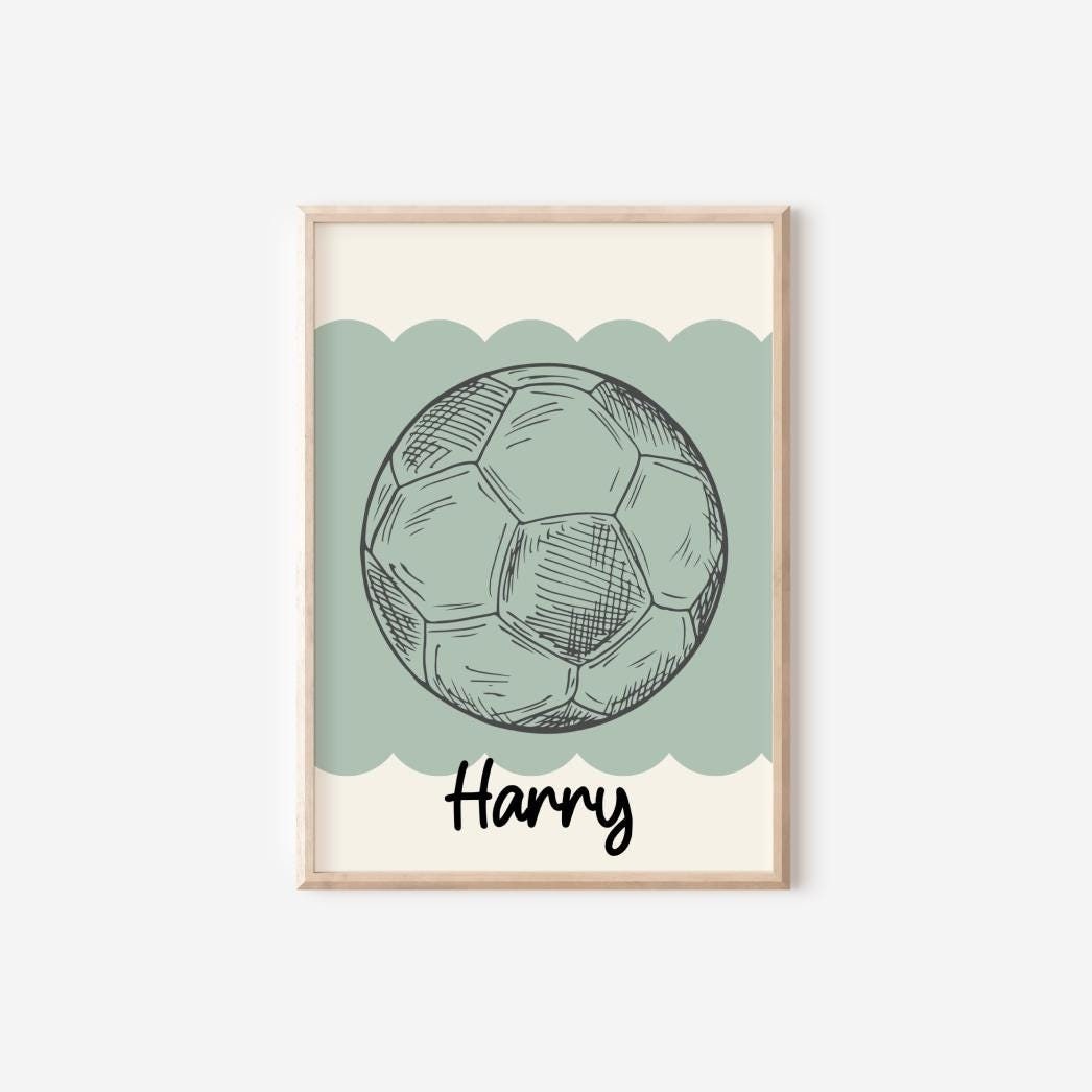 personalised football print for boys bedroom or playroom or nursery, teen footballer wall print, boys room decor