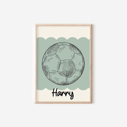 personalised football print for boys bedroom or playroom or nursery, teen footballer wall print, boys room decor