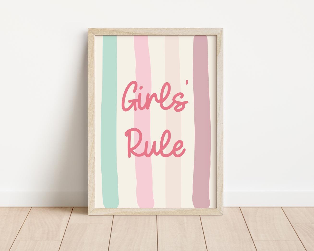 girls rule positive affirmation wall print for childrens bedroom
