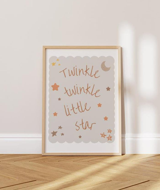 Twinkle Twinkle Little Star nursery Print, Cute Quote Illustration,  Nursery Decor Inspiration,  Scandi Nursery, wall poster for childs room