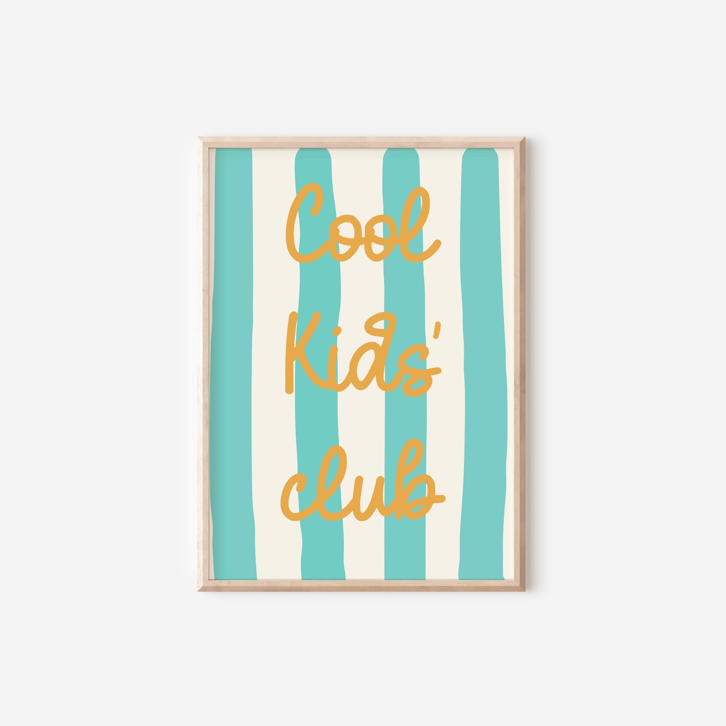 cool kids club wall poster for bedroom, nursery or playroom, positive affirmation print for childs bedroom, wall poster kids room