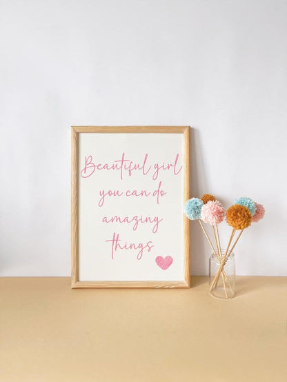 girls affirmation wall print, you can do anything  quote art, positive childrens room decor, girls nursery decor