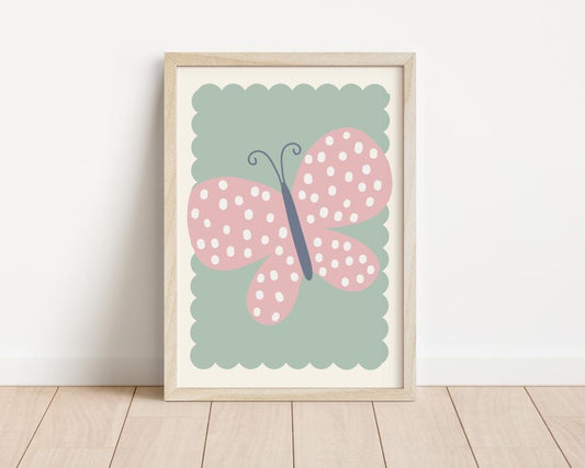 girls boho butterfly room print for bedroom, nursery or playroom