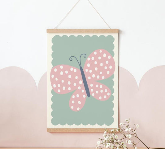 girls boho butterfly room print for bedroom, nursery or playroom
