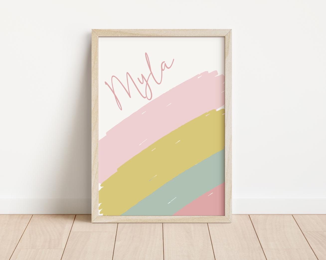 she is sunshine print, affirmation, personalised name, girls room decor, childrens nursery, pastel wall decor, set of 2 prints