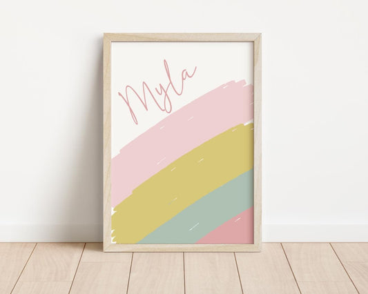 she is sunshine print, affirmation, personalised name, girls room decor, childrens nursery, pastel wall decor, set of 2 prints