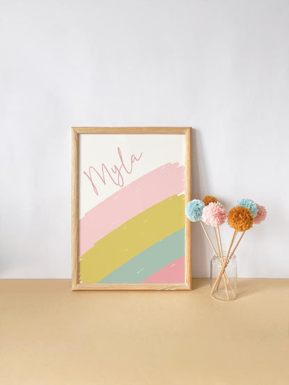 she is sunshine print, affirmation, personalised name, girls room decor, childrens nursery, pastel wall decor, set of 2 prints