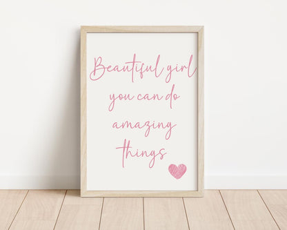girls affirmation wall print, you can do anything  quote art, positive childrens room decor, girls nursery decor