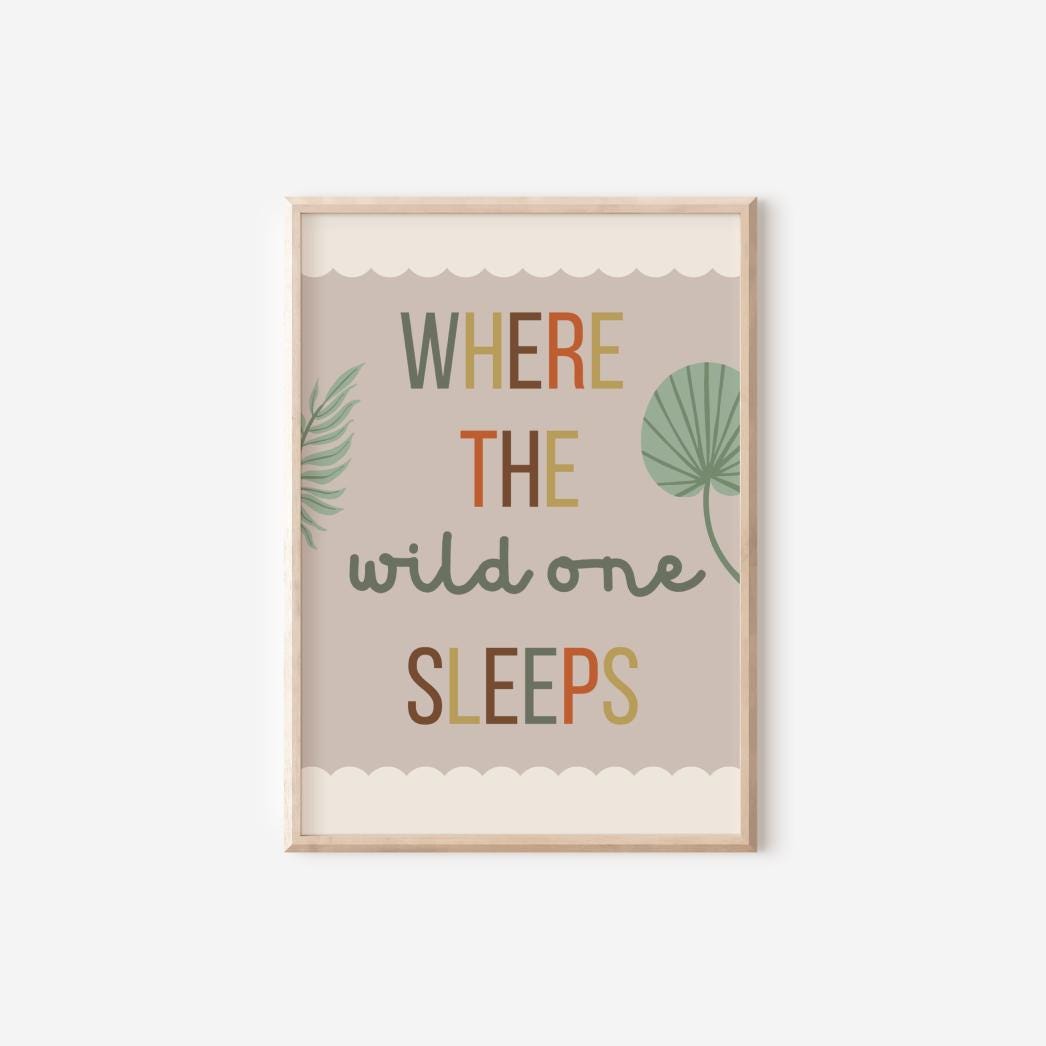 safari wall print for childs bedroom, neutral earth toned wall print for kids bedroom
