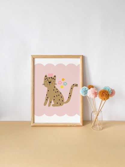 Girls cute cat print, nursery print, nursery wall art, girl nursery print, girl wall art, pink print, playroom art