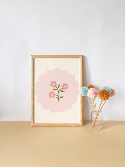 SET of prints girls room or nursery, initial flower print and personalised name, perfect for girls bedroom, playroom or nursery