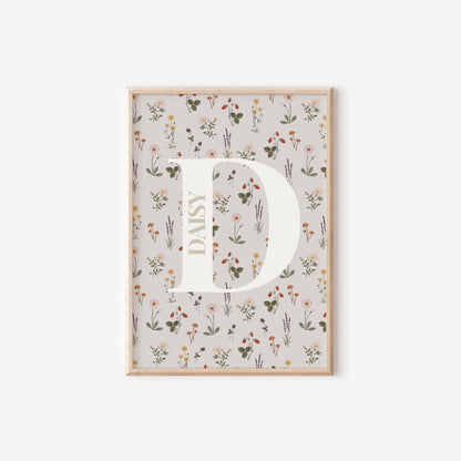 Personalized Wildflower Girls Room Print Set, Nursery Decor