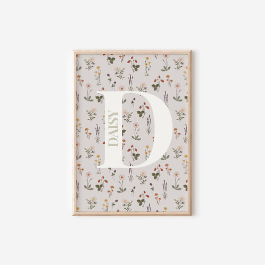 Personalized Wildflower Girls Room Print Set, Nursery Decor