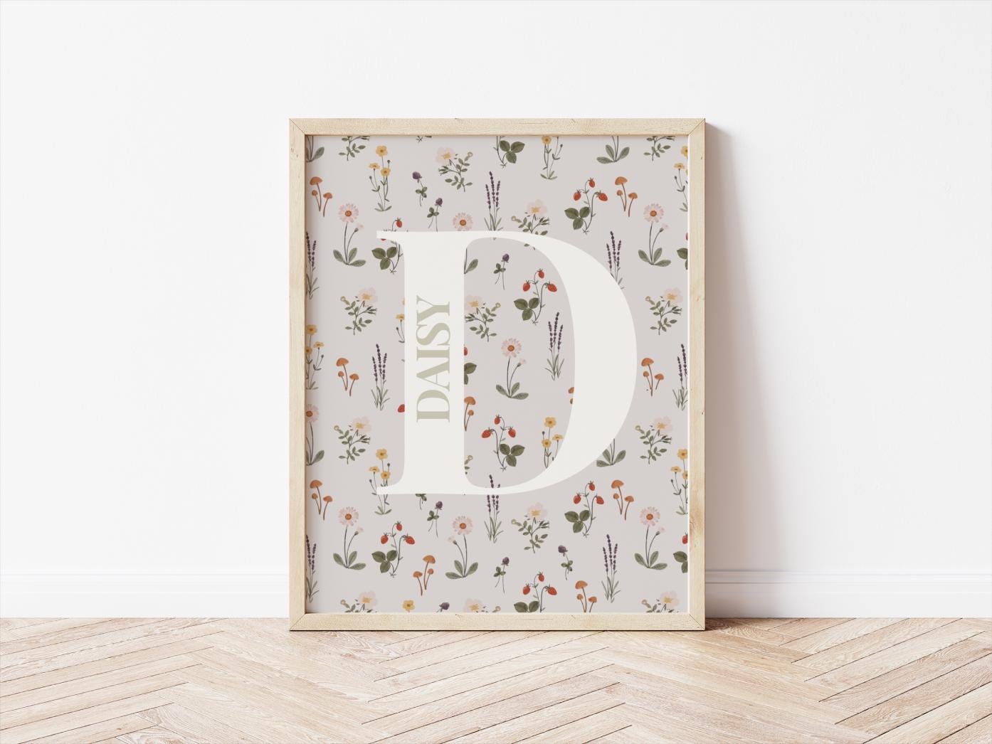 personalised girls initial and name print for girls bedroom, nursery or playroom
