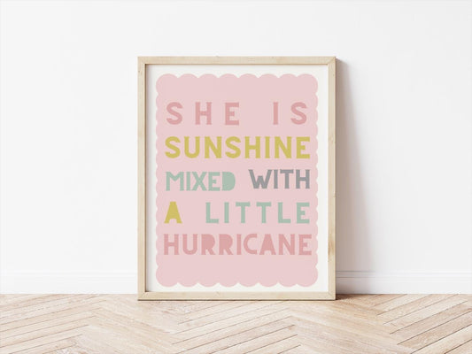 Girls Room Inspirational Quote Print, Sunshine Hurricane Wall Art