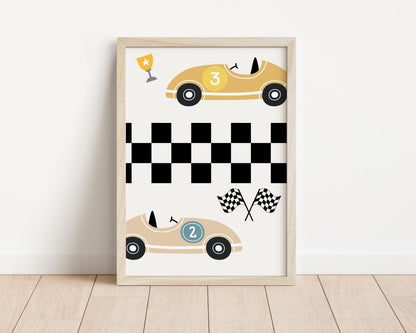 Personalized Racer Car Prints, Boys Nursery Decor, Playroom Wall Art