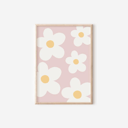 Personalised Daisy Nursery Prints, Floral Wall Art, Set of 2