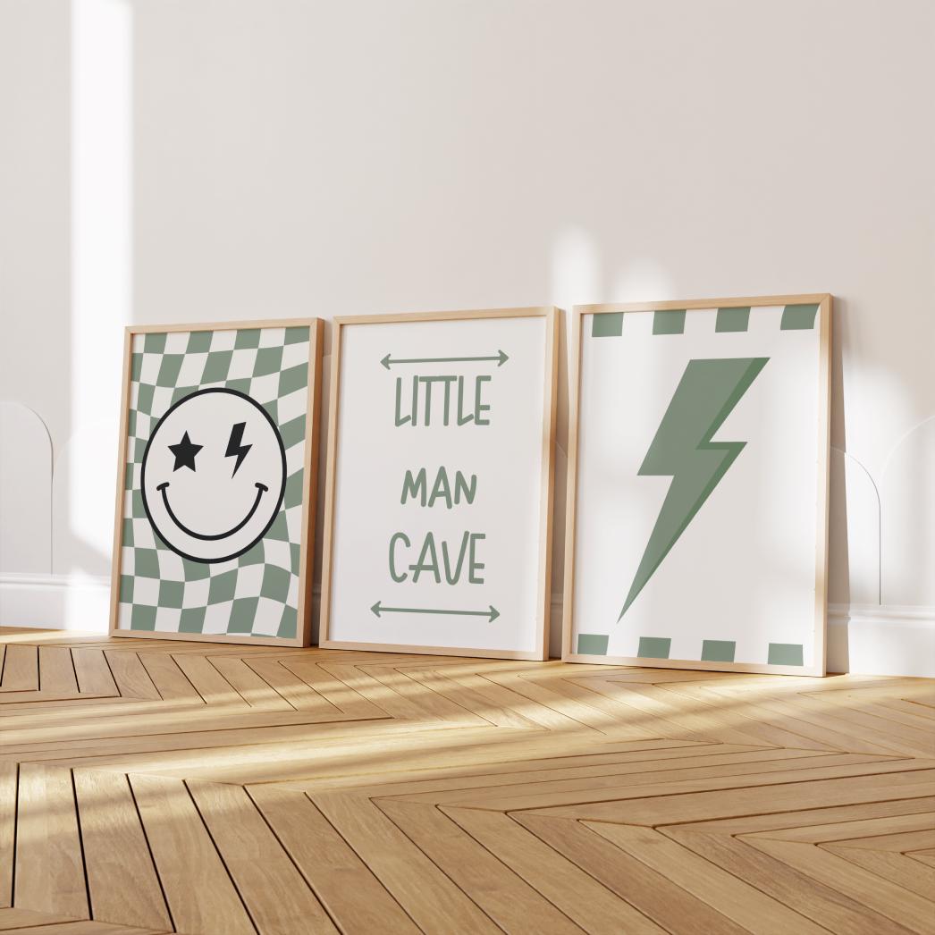 Retro Checkered Print: Little Man Cave, Neutral Nursery Decor