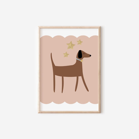 dachshund dog wall print for home, childrens nursery or bedroom