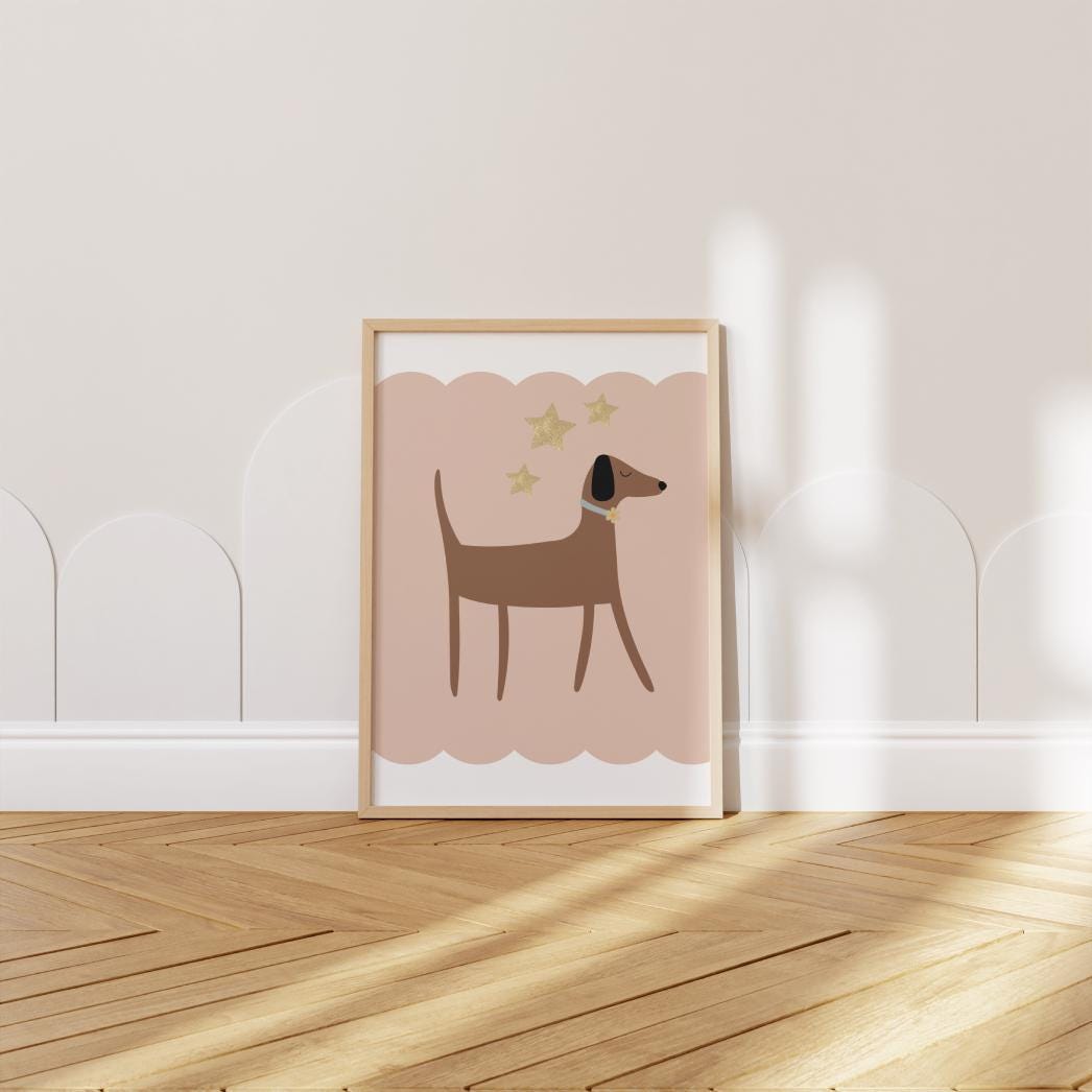 dachshund dog wall print for home, childrens nursery or bedroom