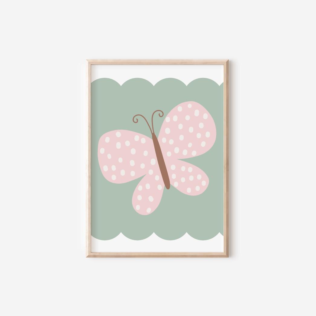 Personalized Pastel Flower Butterfly Print Set, Girls Nursery Decor