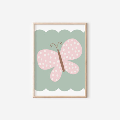 Personalized Pastel Flower Butterfly Print Set, Girls Nursery Decor