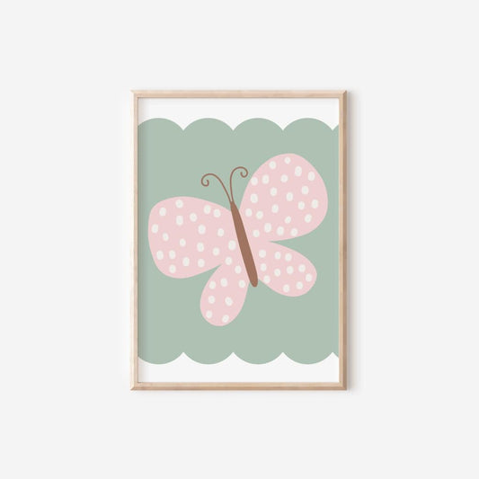 Personalized Pastel Flower Butterfly Print Set, Girls Nursery Decor
