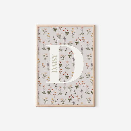 Personalized Pastel Flower Butterfly Print Set, Girls Nursery Decor