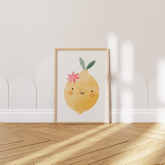 Happy Lemon Print, Nursery Playroom Wall Decor