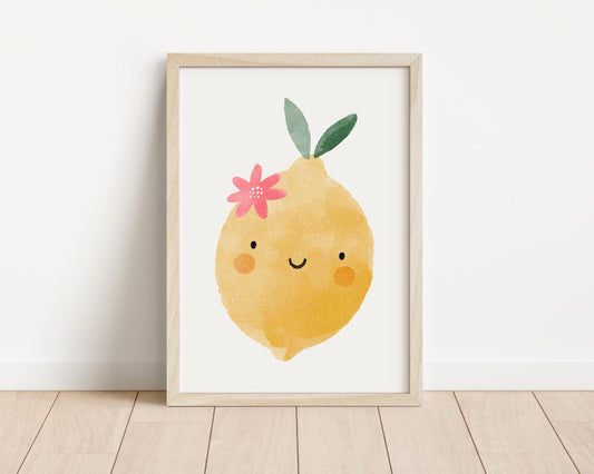 Happy Lemon Print, Nursery Playroom Wall Decor