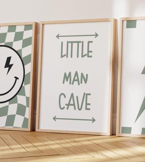 Retro Checkered Print: Little Man Cave, Neutral Nursery Decor