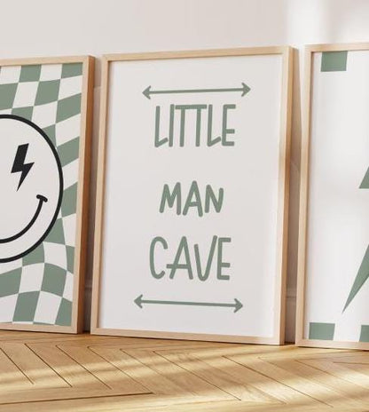 Retro Checkered Print: Little Man Cave, Neutral Nursery Decor