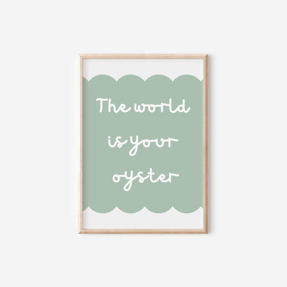The World Is Your Oyster, Nautical Prints, Nursery Wall Art, Ocean, Sea Life, Kids Bedroom Prints, Neutral Ocean Nursery Art
