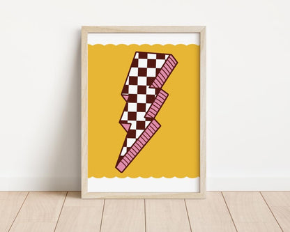 girls set of room prints, bright retro disco themed wall print set for girls bedroom, nursery or playroom