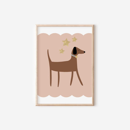 dachshund dog wall print for home, childrens nursery or bedroom